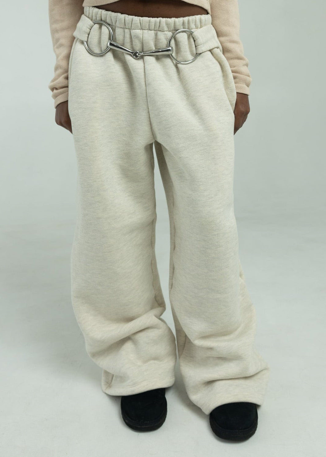 Bit Flared Sweats- Pebble