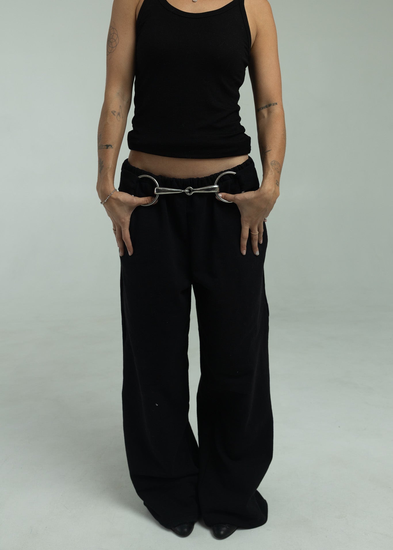 Bit Flared Sweats- Black