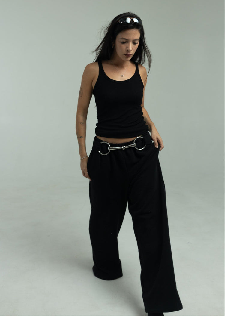 Bit Flared Sweats- Black