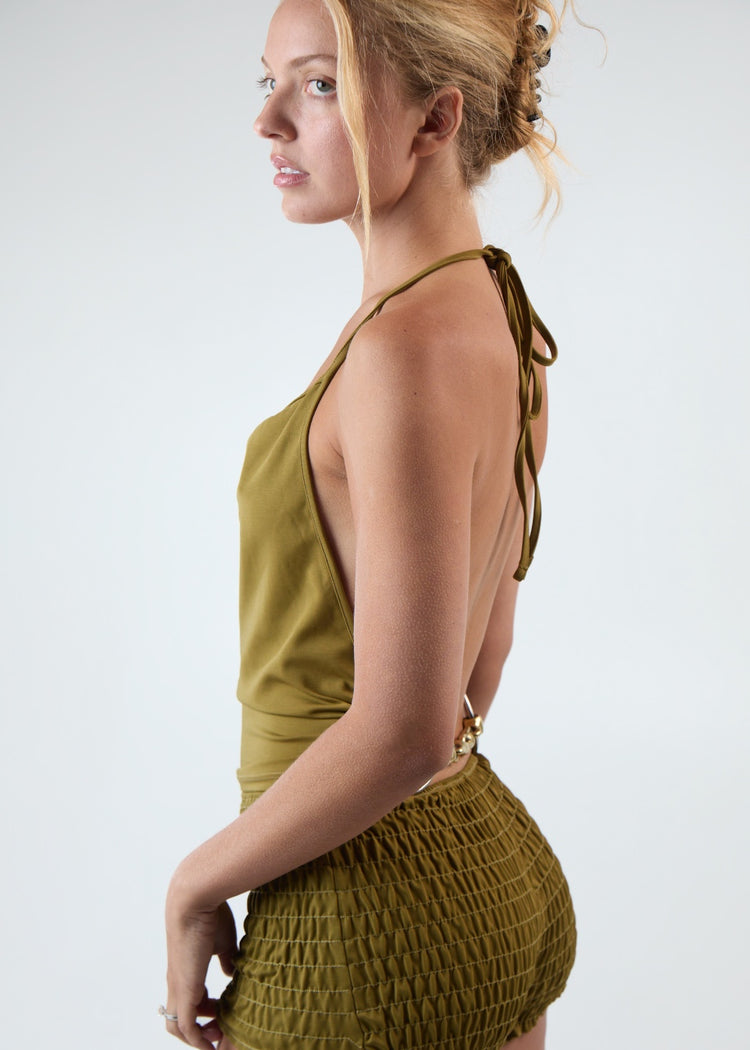 The Bit Top in Moss – Elegant Women’s Crop Top | Mershy