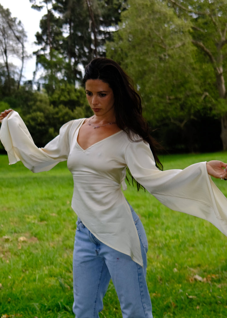 Angel Wings Bit Blouse- Cloud