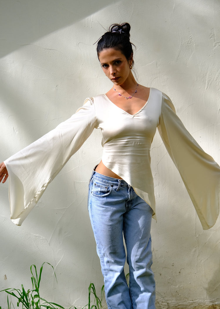 Angel Wings Bit Blouse- Cloud
