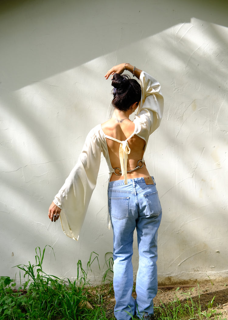 Angel Wings Bit Blouse- Cloud