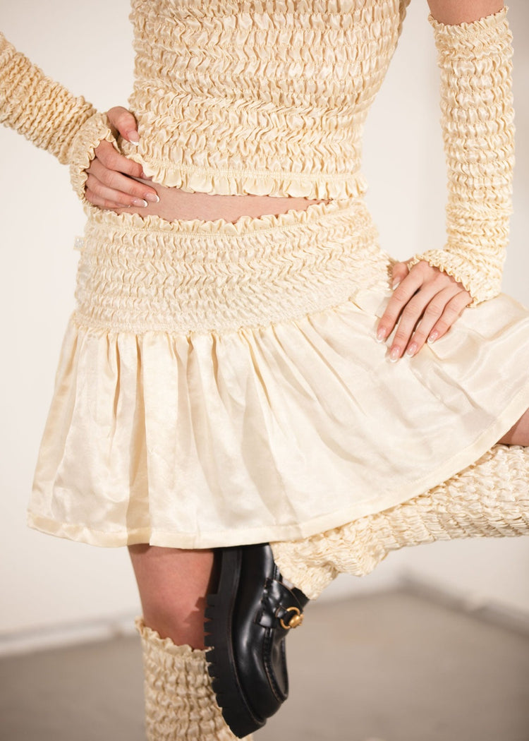 Gathered Mini Skirt- Honey Butter