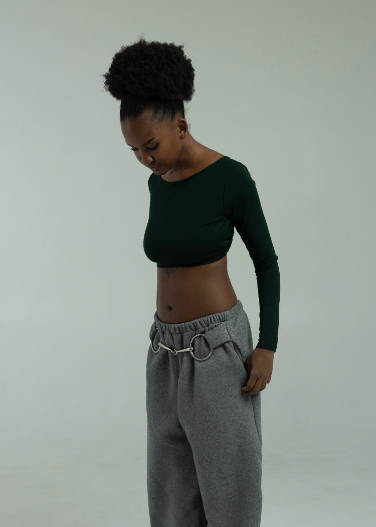 Long Sleeve Bit Crop Top- Scarab