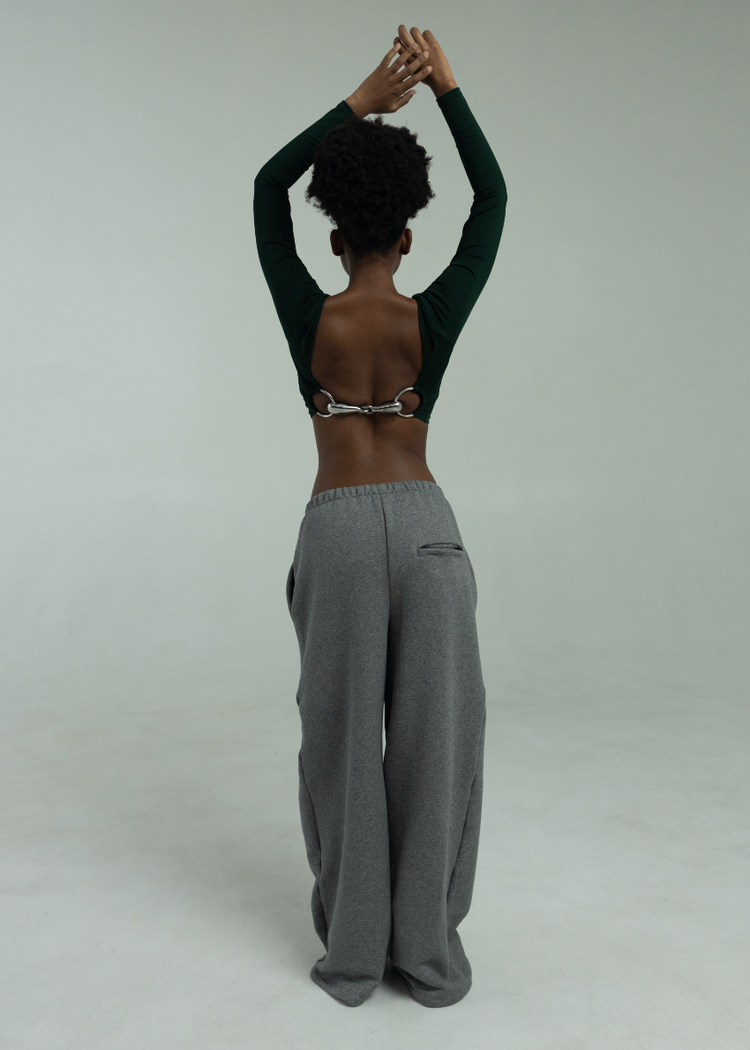 Long Sleeve Bit Crop Top- Scarab