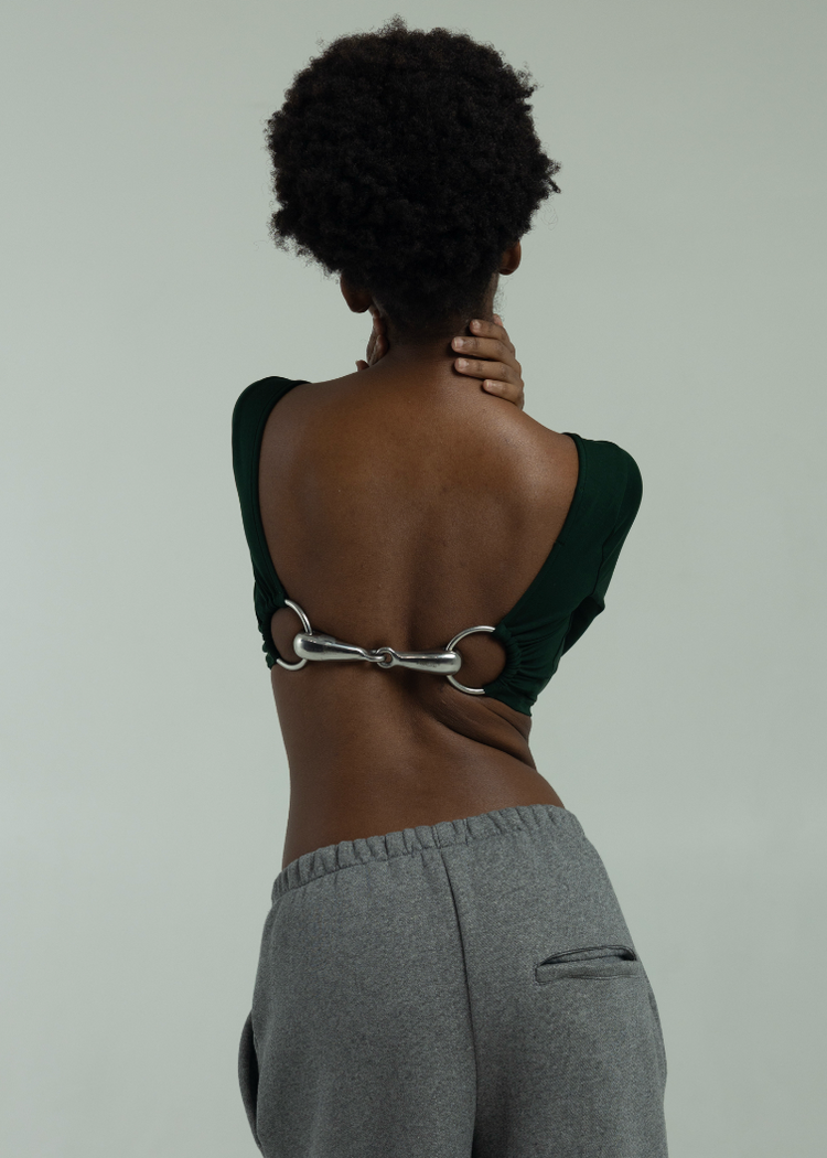 Long Sleeve Bit Crop Top- Scarab