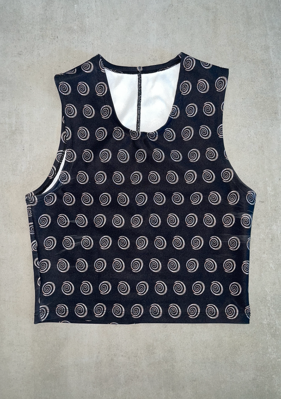 Spiral Monogram Cropped Tank- Outerspace