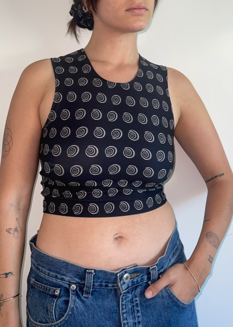 Spiral Monogram Cropped Tank- Outerspace